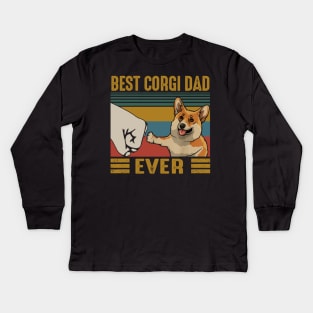 Vintage Best Corgi Dad Ever Bump Fist Shirt Kids Long Sleeve T-Shirt